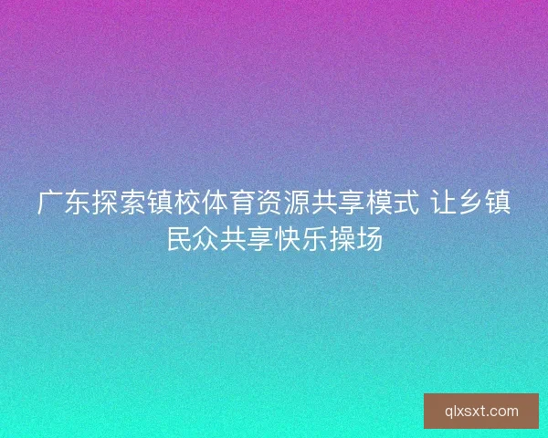广东探索镇校体育资源共享模式 让乡镇民众共享快乐操场